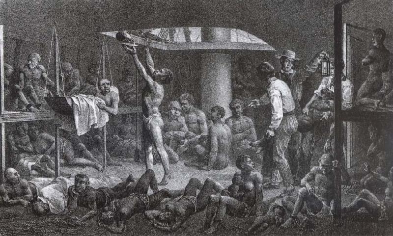 Johann Moritz Rugendas The hold of a slave ship Spain oil painting art